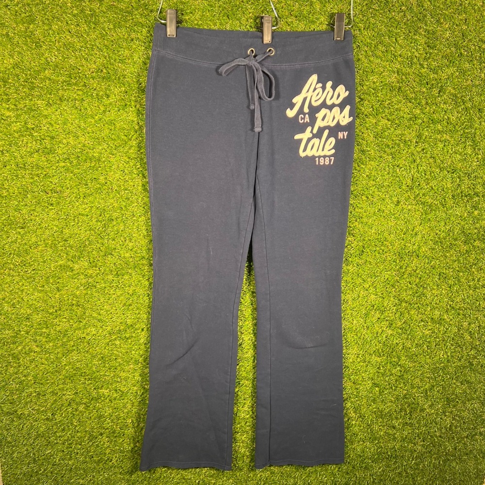 Aeropostale women's Navy Blue Stretch Fleece Graphic Sweatpants Joggers Size M